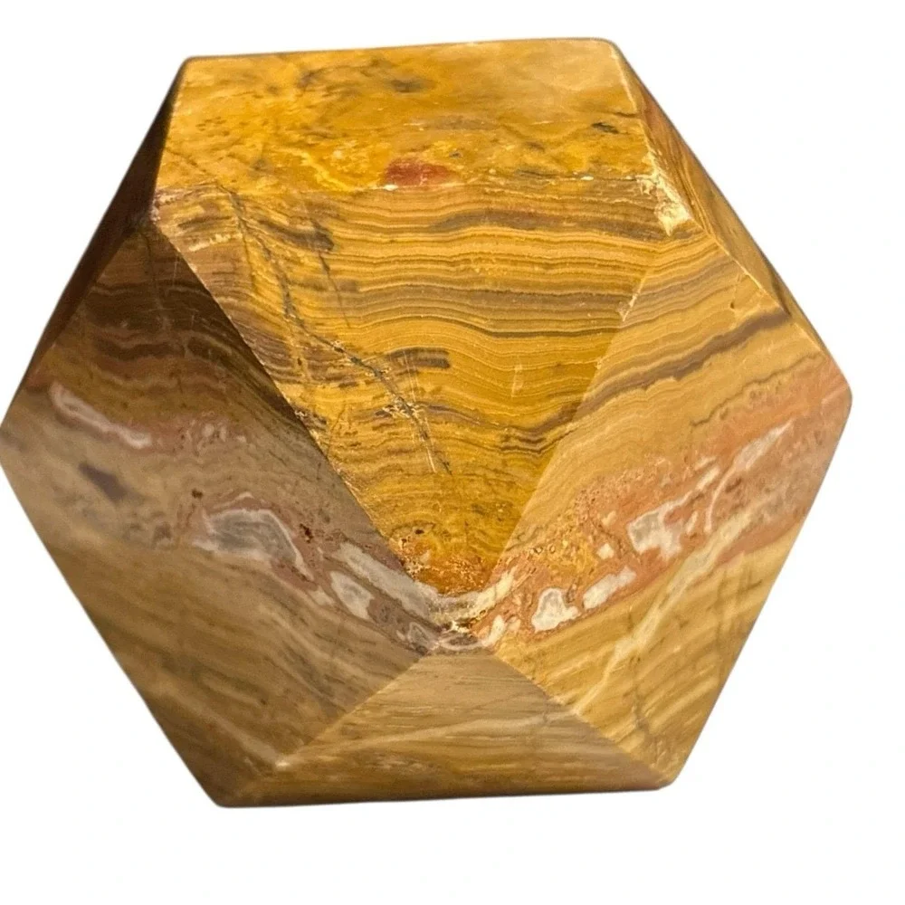 Marble Onyx Stone‎ Paperweight Multi-Colored Geometric Layered Natural Decor